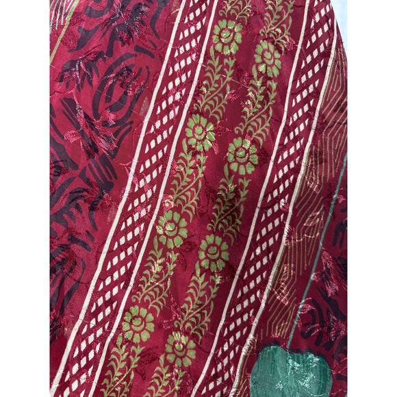 Rahabs Rope Wrap Skirt 100% Art Silk Reversible Red Floral Boho Hippie Earthy - Picture 10 of 10
